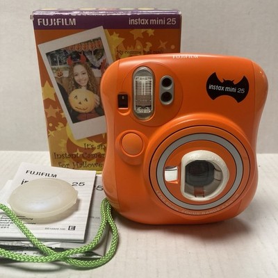 Fujifilm Instax Mini 25 HALLOWEEN Orange Instant Film Camera W/Box Tested RARE