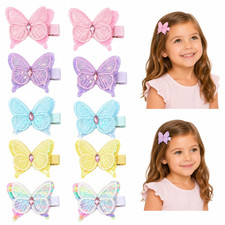 10 Pcs Butterfly Hair Bows Clips for Girls, Fully Lined Soft Fabric Alligator Cl