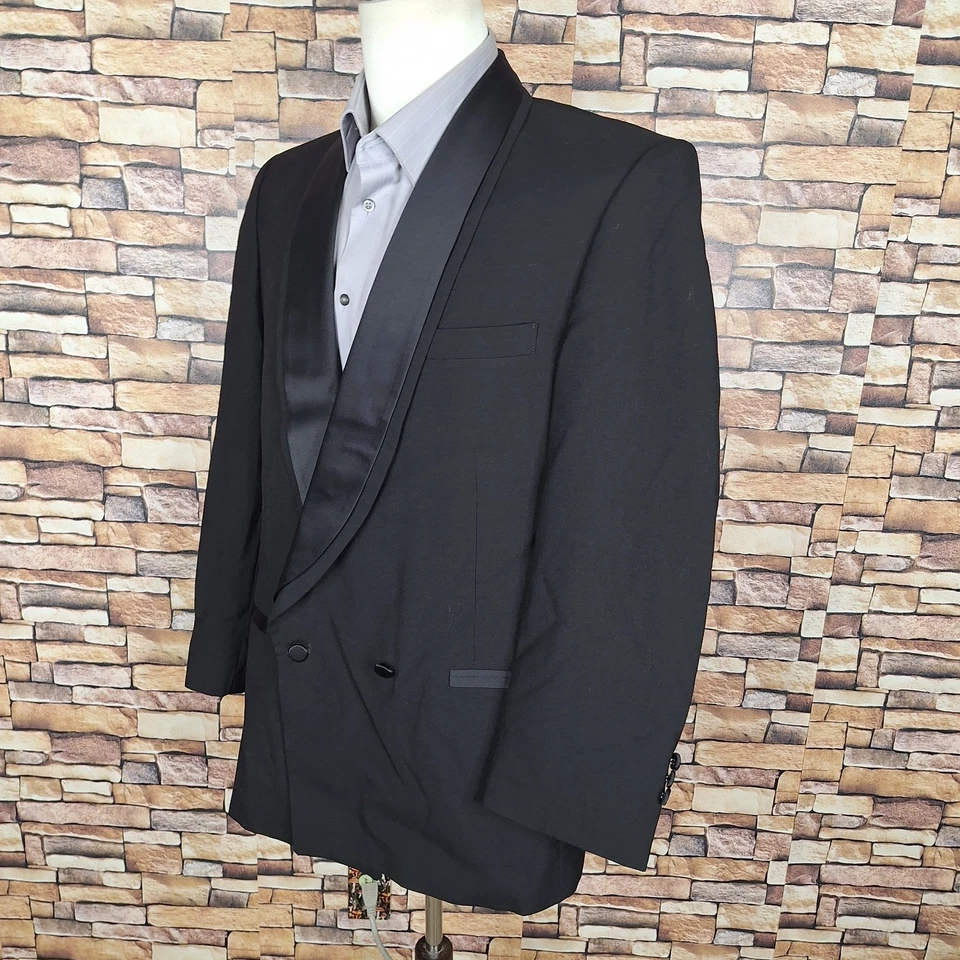 Куртка смокинг мужская Oscar De La Renta 41R черная шаль двубортная VL - Изображение 3 из 4