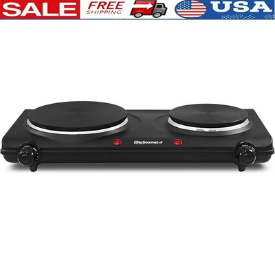 #ad Dual Hot Plate Burner Portable Adjustable Temperature Nonstick Easy Clean 1500W $38.97
