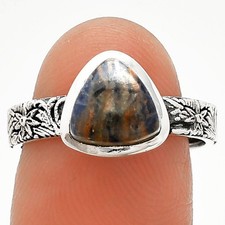 Natural Sodalite 925 Sterling Silver Ring s.8 Jewelry R-1061