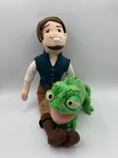 Disney Store Parks Set Flynn Rider Eugene 20" Plush Doll Pascal Chameleon Lizard