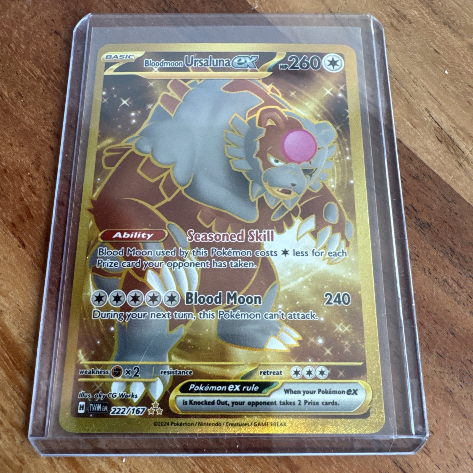 Pokémon TCG Bloodmoon Ursaluna EX Twilight Masquerade Gold Rare Card 222/167