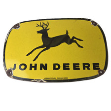 Vintage John Deere Porcelain Farm Sign - Tractor Gas Pump Service Station Sign