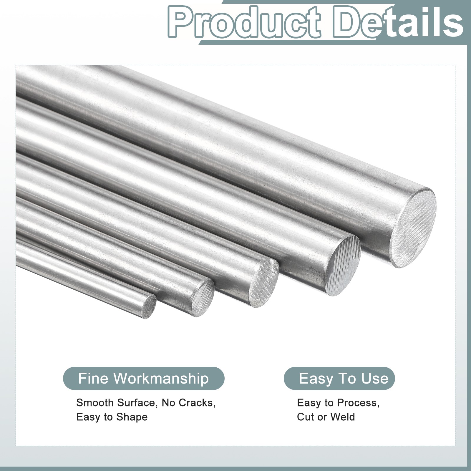 5Pcs 304 Stainless Steel Rods, 7.5mm x 305mm Metal Solid Shaft Round ...