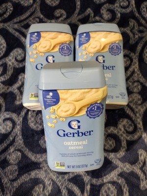 Gerber Oatmeal Cereal Supported Sitter GMO Free Baby Food 8 oz (227g) Lot of 3