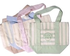 Trader Joe s Mini Pastel Stripe Canvas Tote Bag Limited Edition Set Of 4