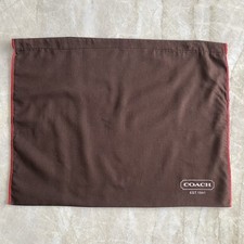 Coach Brown Dust Cover Cotton Bag Shoe Purse Protector Red Drawstring 19x15