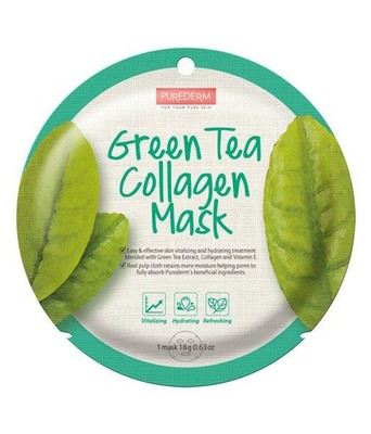 PUREDERM Collagen Tuchmaske Grüntee 18 g