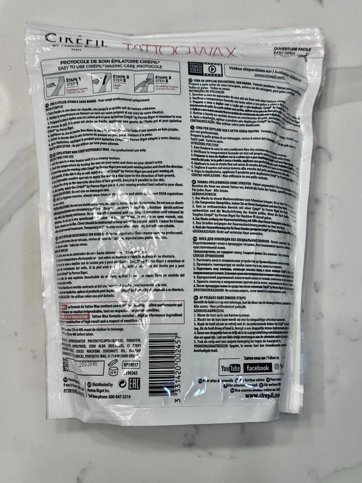 Cera para tatuaje Cirépil 800 g (28,22 oz) - Bolsa sellada - Hecha en Francia - Cuentas de cera dura Foto 2 de 3