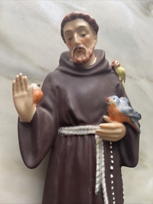 Vintage Golden Crown E&R Saint Francis Of Assisi Statue Germany Christian