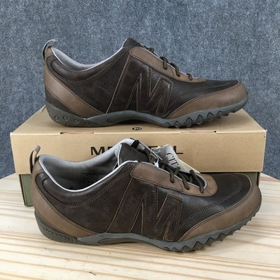Merrell Shoes Mens 11.5 Moto Sporty Lace Up Sneakers Brown Leather Low Top NEW