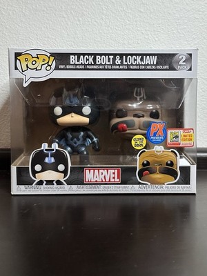 Funko Pop! Marvel 2 Pk Black Bolt Lockjaw GITD PX Excl Shared MISLABELED AS SDCC