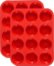 12 Cups Silicone Muffin Pan 2 Pack - Silicone Cupcake Pan Nonstick Silicone Mold
