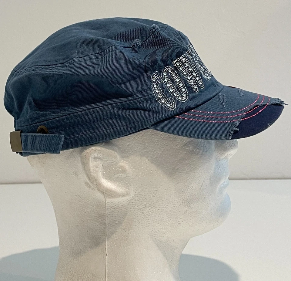 Cowgirl Womens Blue Pink Western Boot Strapback Baseball Cap Army Hat OSFA - Image 2 of 4