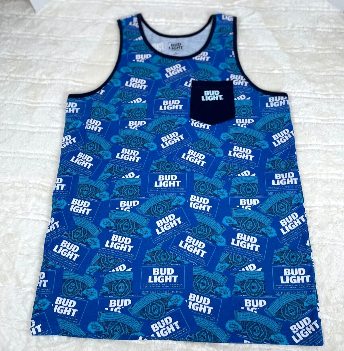 Bud Light Tank Top Mens Size M 38/40 All Over Print Summer