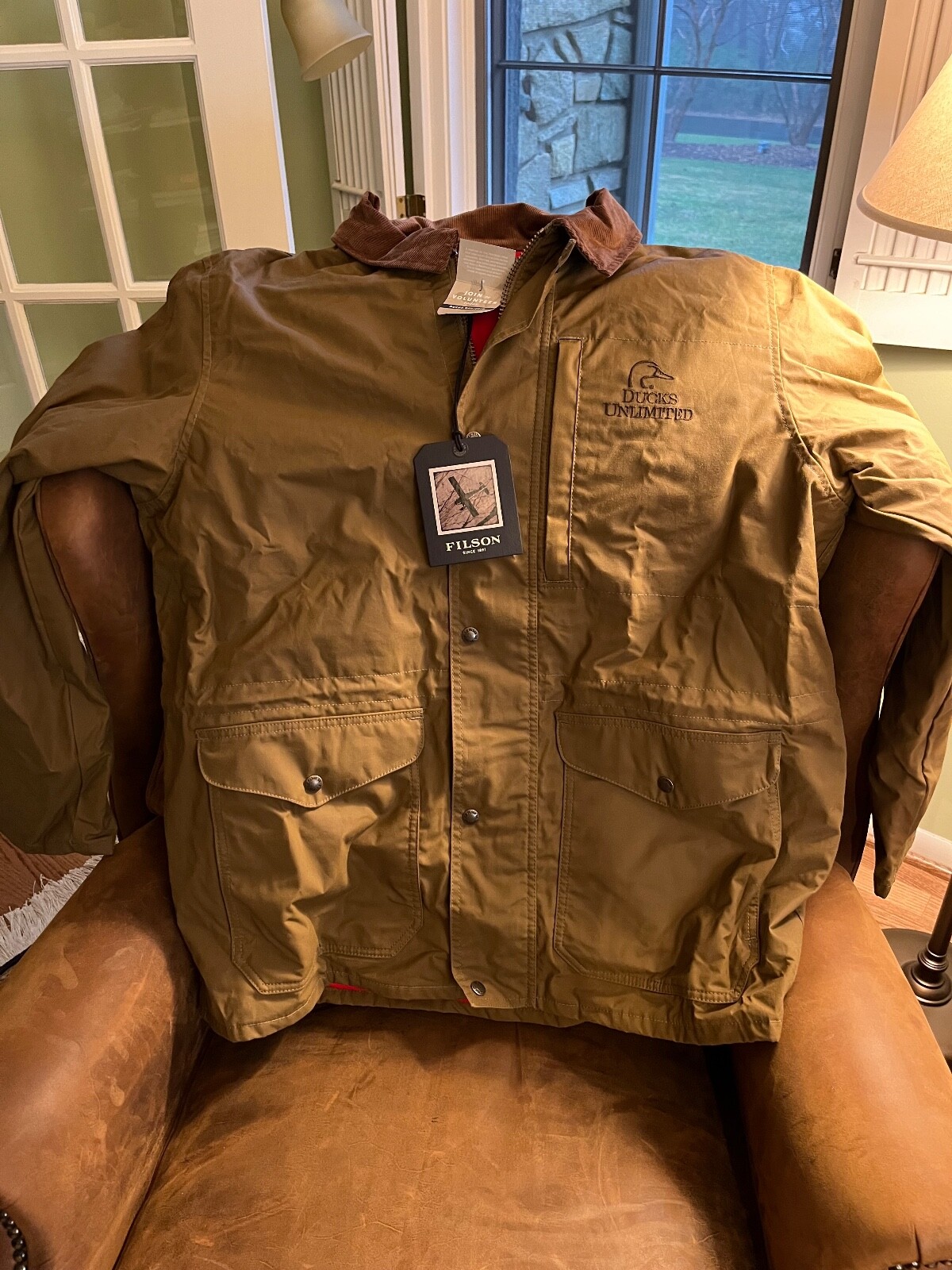 Filson XL Ducks Unlimited Cover Cloth Mile Marker Coat 20172081 Dark