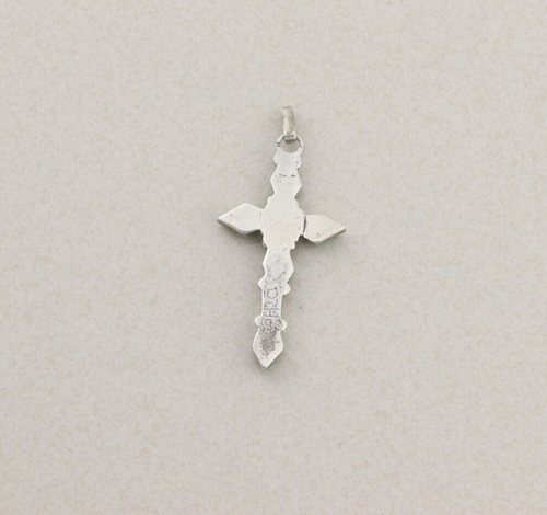 Pendant Only Sterling Silver Turquoise Cross Pendant 2" x 7/8" - Picture 3 of 6