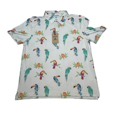 Chubbies Performance Polo Shirt Mens XL White Birds Of Polodise Golf NEW