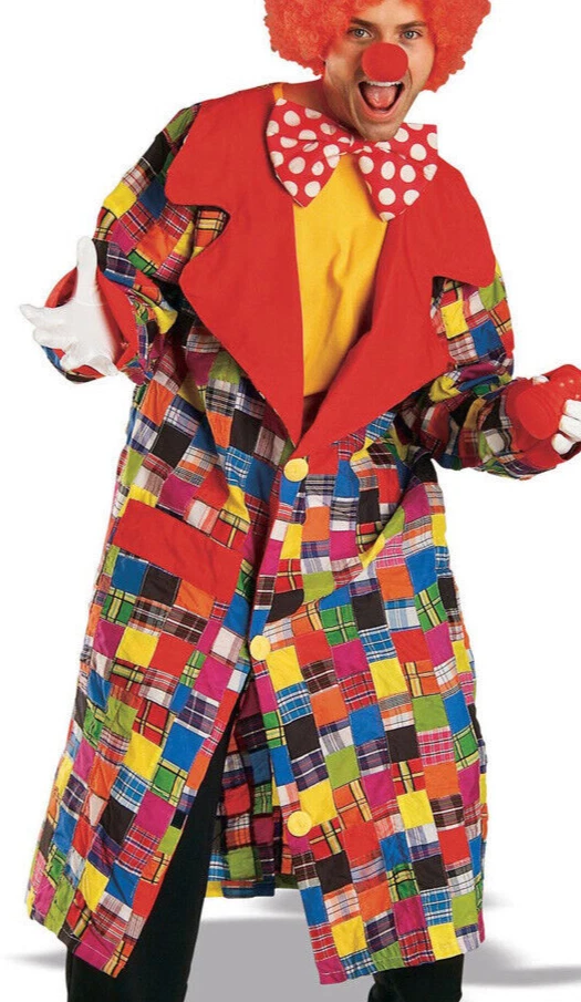 Взрослый нашивки клоун вечеринки артист костюм длинное пальто куртка цветной - Изображение 4 из 4