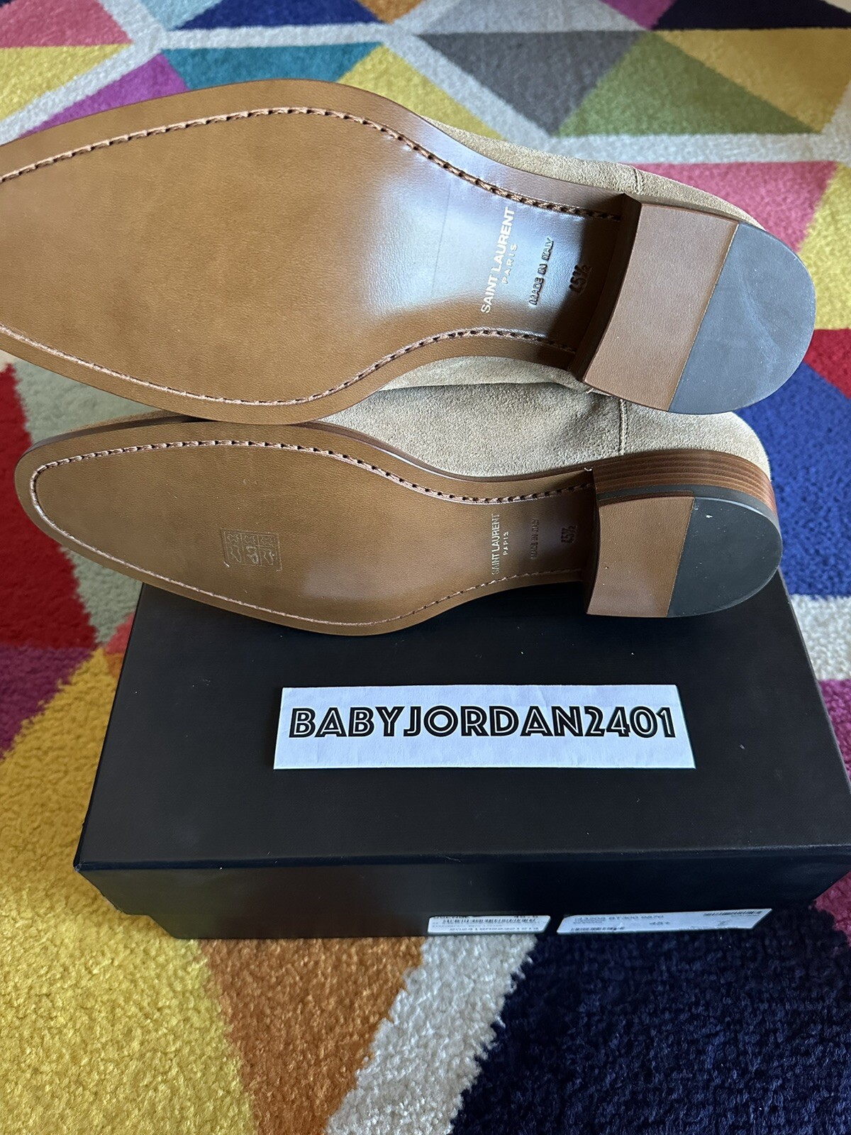 STIVALI CHELSEA SAINT LAURENT beige pelle scamosciata WYATT 30 scarpe da uomo EUR 45 5 US 12 5