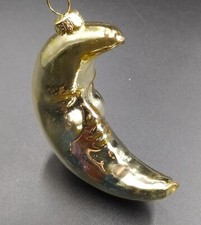 A246 Gold Gloss Shiny Glass Moon Bauble Christmas Tree Ornament Decoration