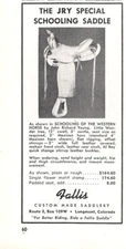 Fallis Custom Made Saddlery JRY Special Schooling Saddle Vtg Magazine Print Ad