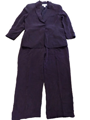 EN AVANCE Haut De Gamme Suit Blazer Jacket Pleated Pants Purple sz 12 Elegant