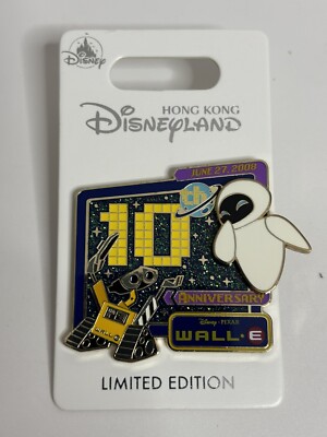 Disney HKDL Hong Kong Disneyland Wall-E 10th Anniversary Pin LE 500 Eve Glitter