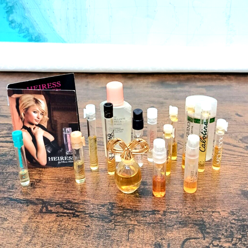VTG LOT OF PERFUME SAMPLES Heiress Lancome Guerlain Shalimar Amarige McClintock