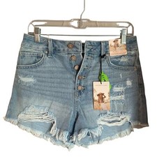 Sincerely Jules Super High Rise Wedge Distressed Jean Cutoff Shorts- Size 5 27 