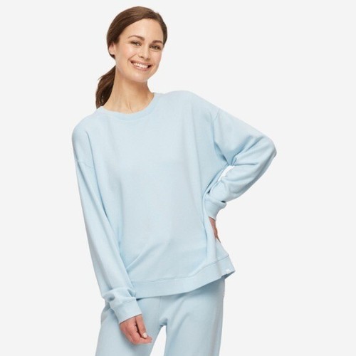 Nwt DEREK ROSE Women's Sweatshirt Quinn Cotton Modal Stretch Blue Large London - Picture 9 of 15