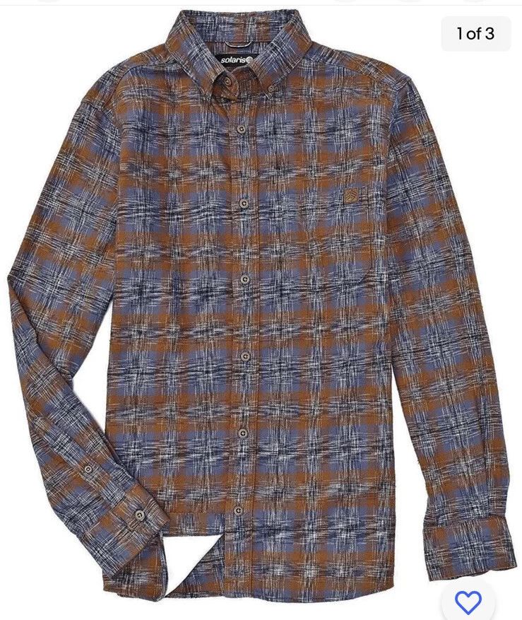 NWT Solaris Outdoors Men's 3XB Plaid Long Sleeve Pocket Button Down Shirt $69