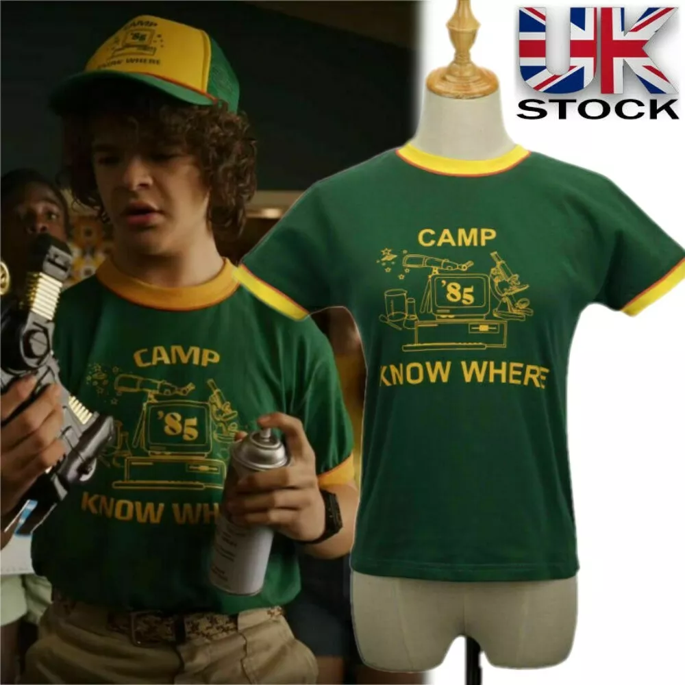 Stranger T Shirt Dustin Cosplay Costume Short Sleeve Eleven Top Tee  Baseball Hat Camp Know Where Green Yellow Cap