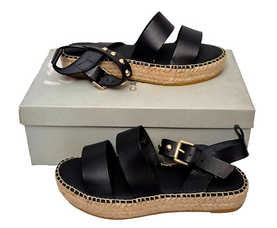 Carvela Kleverest Damen Riemchen Schwarz Espadrille Plateau Schuhe EU 37 UK 4