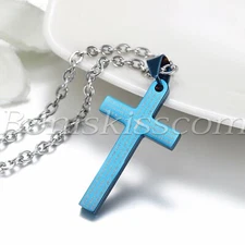 English Lord's Prayer Bible Cross Stainless Steel Chain Men Pendant Necklace Men