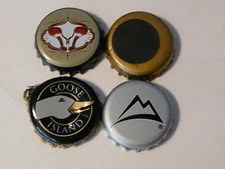 4 BEER Bottle Caps ~ Clown Shoes (Massachusetts), Goose Island (Chicago), Coors