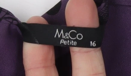 M&Co Women's Purple Floral Wrap Blouse Size 16 - Image 3 of 4