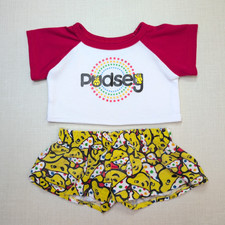 Build-A-Bear Pudsey Bear T-Shirt & Yellow Print Shorts Outfit