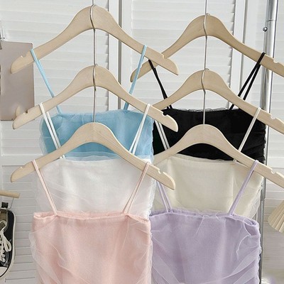 Mesh ärmelloses Camisole für Damen Sommer Slim Top mit Garde Y2K Design