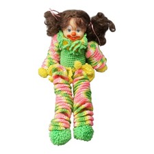 Vintage Crochet Girl Clown Doll 20 Handmade P...