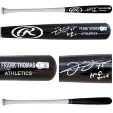 SALE! Frank Thomas Auto Black Rawlings Game Model Bat As Engraving HOF 2014 BAS