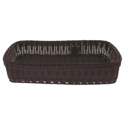 HUBERT Storage Basket, Rectangular Brown Plastic Wicker - 20 7/8 L x 12 3/4 W x