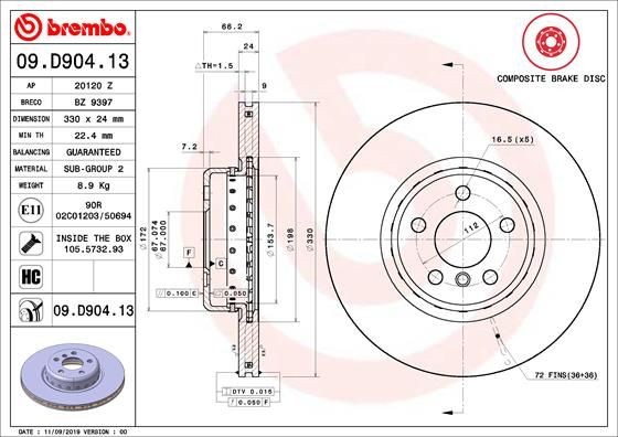 Disques de frein 09.D904.13 : fini les vibrations et bruits au freinage