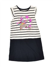 DESIGUAL Girls Graphic A-Line Dress 9-10 Years White Colourblock Cotton AN95