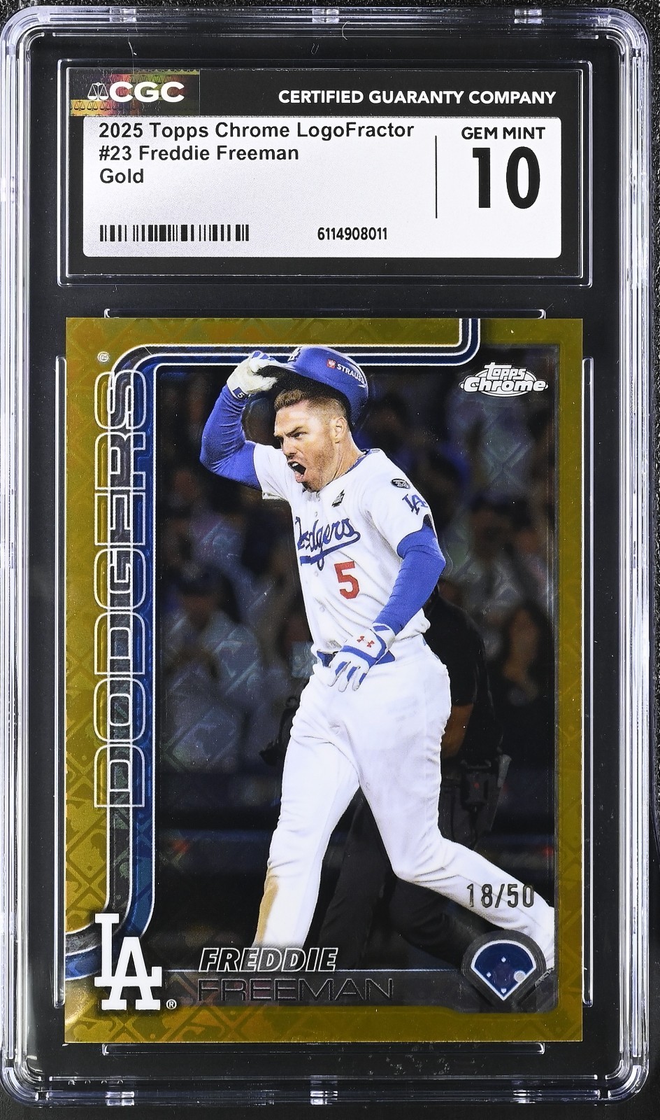 2025 Topps Chrome Logofractor Freddie Freeman Gold /50 CGC 10