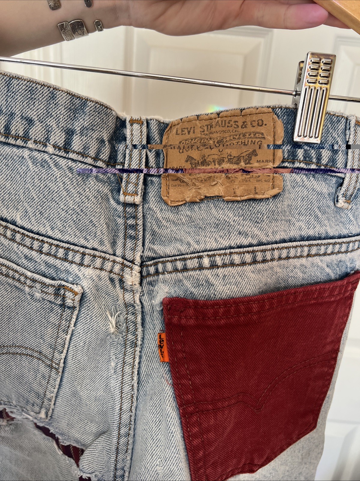 women’s orange tab levi’s patchwork denim - image 4