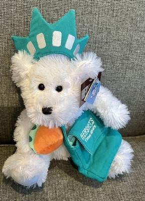 Hershey s Times Square Freiheitsstatue weißer Teddybär 9 Zoll mit Etikett (e)