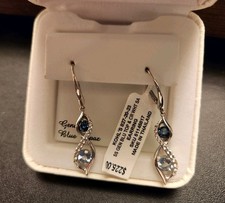 NWT Sterling Silver Blue Topaz Lab Created White Sapphire Infinity Earrings 225