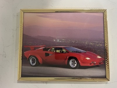 Lamborghini Countach Red Framed Print Ad Collectible Automobile Europe